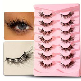 False Eyelashes 7 Pairs Cat Eye Lashes Natural Look Wispy Short Fluffy 8D Faux Mink Wispies Fake Strips Makeup