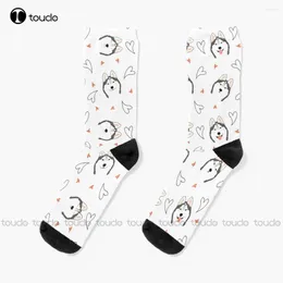 Women Socks Siberian Husky Dog Slipper Men Fashion Creative Leisure Funny Art Abstract Oil Painting 360° Digital Print