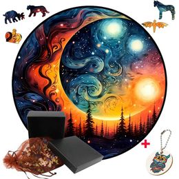 Puzzles Mysterious Wooden Jigsaw Puzzle DIY Moon Star Puzzles For Adults Children Classic Decompression Educational Games Birthday Gifts Y240524