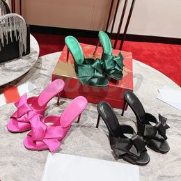 Summer 10cm High heel sandals with box designer womens Leather Slingback Black Dress Shoes chain Baotou outside Women wear single shoes Toe Wrap high heels