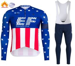Winter Cycling Jersey Set 2021 Pro Team EF Thermal Fleece Cycling Clothing Super Warm Long Sleeve Bicycle Uniform Bib Pants Suit9464558