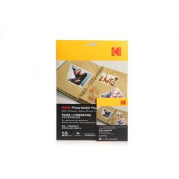 Original KODAK Self-adhesive Photo Paper 20/10 Sheets Inkjet Glossy Photo Papers Letter Size Instant Dry and Water Resistant