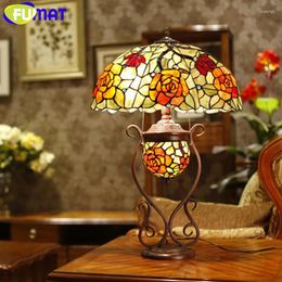 Table Lamps FUMAT Stained Glass Lamp Art Rose Oval Shade Living Room European Creative Bedside LED Lights