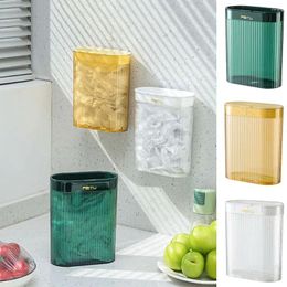 Storage Bottles Plastic Cling Film Box Transparent Punch Free Grocery Bag Holder Wall Mount Extractable Kitchen