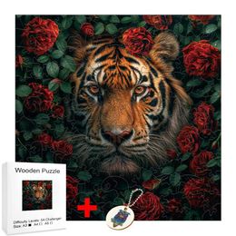 Puzzles Tiger Montessori Wooden Puzzle Animals Games Kid Puzzl Toy Parent Child Interaction Kids Toys Brain Teaser Intellectual Exercise Y240524