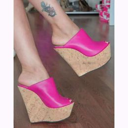 Peep Women Fashion Toe High Platfort Weight Blue Red Pink Flipper Sandals Altezza Aumento delle scarpe A6B