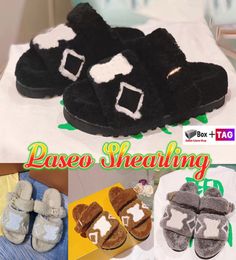 Paseo Flat Comfort Slippers Shearling warm indoor slides winter sandal Wool Women shoes Platform Plush Sandals y Outdoor7264305