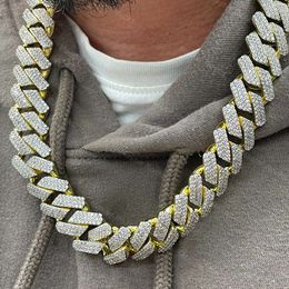 Top Quality Fine Jewellery Sterling Sier 20Mm 3 Rows Moissanite Diamond Iced Out Hip Hop Cuban Link Chain