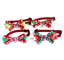 Dog Collars Leashes Christmas Pet Cat Collar With Bells Supplies Necklace Bowknot Bow Tie For Puppy Baby Mini4917632