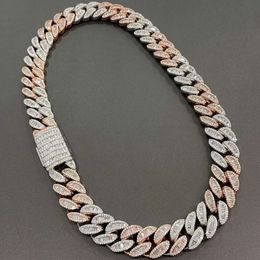 20mm Iced Diamond Cut Baguette Miami Cuban Chain Hip Hop Style Round och Baguette Diamond Studded Cuban Link Chain