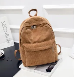 Backpack Women Corduroy Khaki SchoolBag Simple Girls Harajuku Female Bag Student Lady Book Pack Fashion Mochila