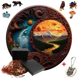 Puzzles Charming Animal Jigsaw Puzzle Mysterious Games For Kids Adult Popular Challenging Montessori Interactive Toys Wooden DIY Craft Y240524