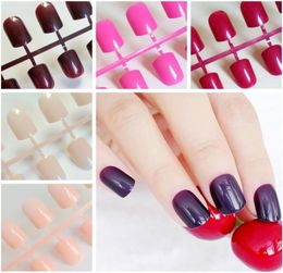 Bright Candy Artificial Fake Nails Short False Fingernails For Design DIY Full Cover Tips Manicure Tool2908917