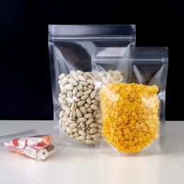 wholesale Stand Up Plastic Pouch Resealable Transparent Zipper Bag Smell Proof Food Storage Bags for Cookie Snack Tea LL