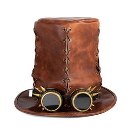 Steampunk Retro Hat Magic Cosplay Flat Formal Funny Party Hat Halloween Accessories Plague Doctor Props Adult Made of Leather