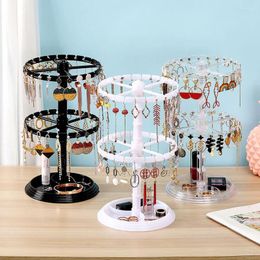 Jewellery Pouches Fashion Rotating Acrylic Earring Holder Stand Display Organiser Tray Transparent Showcase Storage Box