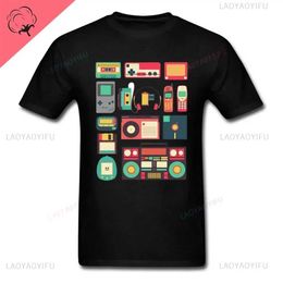 Men's T-Shirts Techno Game PC T-shirt Console Box Controller Telephone Technology Video Game Mens Black T-shirt Classic Games from the 1980s and 1990s S2452406 S2452408