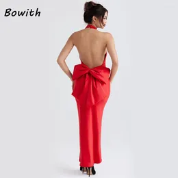 Party Dresses Bowith Evening Dress Wedding Elegant Sleeveless Backless Bow For Women Prom Wrap Gala Long Red Vestidos