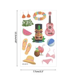 10Sheets Hawaiian Party Aloha Temporary Tattoo Sticker Waterproof Tropical Flamingo Party Luau Summer Beach Birthday Decorations