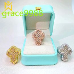 Cross Square Moissanite Rings For Women S925 Silver Wedding Ring Finger Jewellery Men Pass Tester Free Shipping