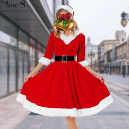 Work Dresses Ladies Red Retro Santa Clothing Festival Style Women Claus Party Suit Solid Color High Waist Half Sleeve Vacation Outfit