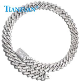 Necklace 18Mm Wide Trapezoidal Rhombic Baguette S Sier Cuban Iced Out Hip Hop Moissanite Link Chain Jewellery Women Men