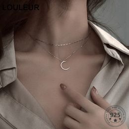 Louleur Real 925 Sterling Silver Moon Necklace Elegant Double Layer Gold Chain Necklace For Women Fashion Luxury Fine Jewellery 0927 279P