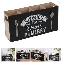 Kitchen Storage Spoons Silverware Wooden Cutlery Box Utensil Holder Flatware Counter For And Home