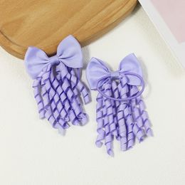 Baby Girls Haarbindungen mit Bögen Ribbon Curly korker Haar Bogen elastische Haarbänder Pferdeschwanzhalter Schmuck Kopfbedeckung Accessoires 175