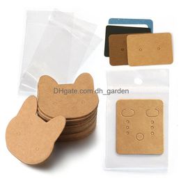 Tags Price Card Earrings With Bags Cat Cards Jewellery Display Packaging Cardboards Ear Studs Hang Diy Wholesale Drop Delivery Otyaw