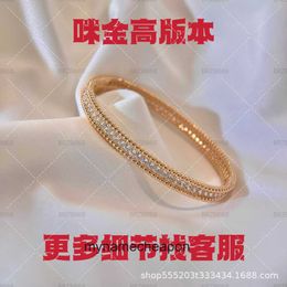 Vancleff High End jewelry bracelets for womens V Gold Beaded Full Sky Rose Gold Bracelet for Women CNC Fashion Trend Versatile Original 1:1 With Real Logo and box