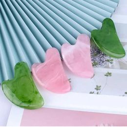 Face Massager Natural Jade Guasha Massage Board Facial Massage Tool Rose Quartz Guasha Massage Board Facial Enhancement Ultra thin Gout Scraper Q240523