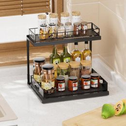 Kitchen Storage Under Sink Organiser And 2-Tier Heavy Duty Metal Slide Out Pull Drawers L-Shape Cabinet For Basket Multi-Purpose