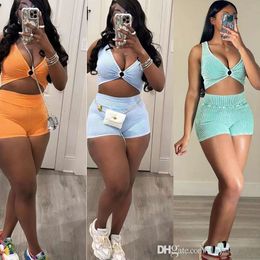 Fashion Streetwear Tracksuits 2 Piece Set Women Casual Sporty Sweatsuit Sexy Sleeveless Tank Top Vest And Shorts Yoga Sets For Women Outfts