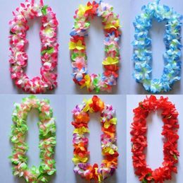 Hawaii flower necklace Silk Flower Wreath Party Supplies Garland Cheerleading Multicolor Hawaii thickening encryption flower lei4990077