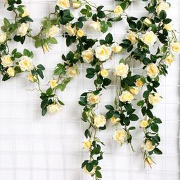 Decorative Flowers Real Touch Artificial Rose Ivy Vine Silk Flores Tree Branches Garland String With Leaves Home Wall Hanging Wedding Decor