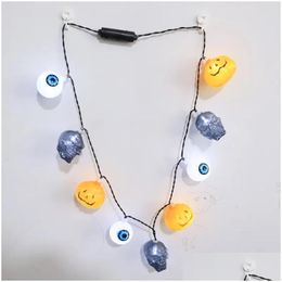 Party Decoration Christmas Decorations L Pumpkin Light Up Necklace Halloween Lights Jack O Lantern With Flashing Modes For Favour New D Dh1O6