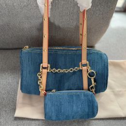 Designer Composite Bag messenger Bag Luxury Shoulder Bag for woman Fashion Blue Denim cylindrical Handbags designer crossbody leather cross body women lady purse