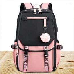 Storage Bags GirlsBackpack Laptop Bookbags College Backpack Outdoor Daypack With USB Charge Port 27L School Bag Campus Leisure