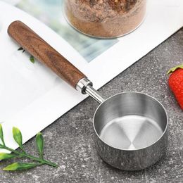 Measuring Tools Solid Wood Handle Spoon Stainless Steel Cups Coffee Bean Graduated Spoons Set For Cooking Baking Pet Food