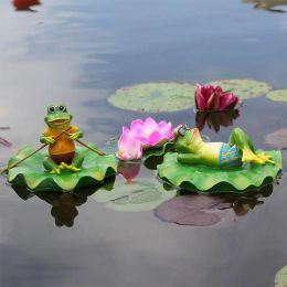 Creative Resin Floating Frogs Statue Outdoor Garden Pond Decorative Cute Frog Sculpture For Home Desk Garden Decor Ornament