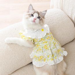 Dog Apparel Pet Clothes Spring Summer Sweet Princess Dress Cat Cute Desinger Skirt Small Fashion Flower Shirt Chihuahua Poodle Maltese