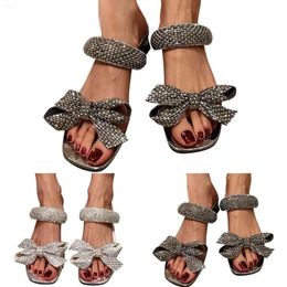 Sandals Women Fashion Breathable Lace Up Shoes Rhinestone Bowknot Chunky fe4