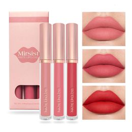 Three Lip Color Mouth Red Lip Glaze Set Non Staying Cup Non fading Lip Color Velvet Mist Face Lip Glaze