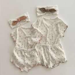 2023 New Short Sleeve Clothes Set Summer Kids Floral Pamas Cotton Infant Girl 2pcs Suit Casual Baby Boy Outfits L2405