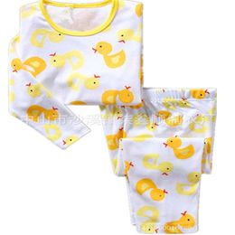 Duck Boys Pamas Suits 100% algodão Crianças Sleepwear Boy Boy T-shirts + Calças Conjuntos de Pijamas de Baby PJ da Criança PJ PJS L2405