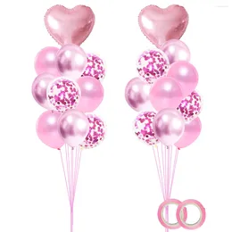 Party Decoration 22pcs Pink Heart Foil Balloons Metallic Confetti Latex Kids Girl Woman Birthday Wedding Bridal Shower