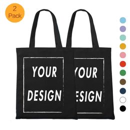 2 Pack Tote Bag Custom Add Your Text Print Original Design White Zipper Unisex Fashion Personalised Canvas Bags 240524