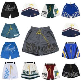 2024 designer men Womens RH limited rhude shorts summer swim short knee length hip hop high street sports training beach pants mens elastic waist