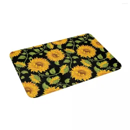 Carpets Sunflowers 24" X 16" Non Slip Absorbent Memory Foam Bath Mat For Home Decor/Kitchen/Entry/Indoor/Outdoor/Living Room